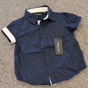 Kenneth Cole Kids Navy Patterned Button-Down Shirt